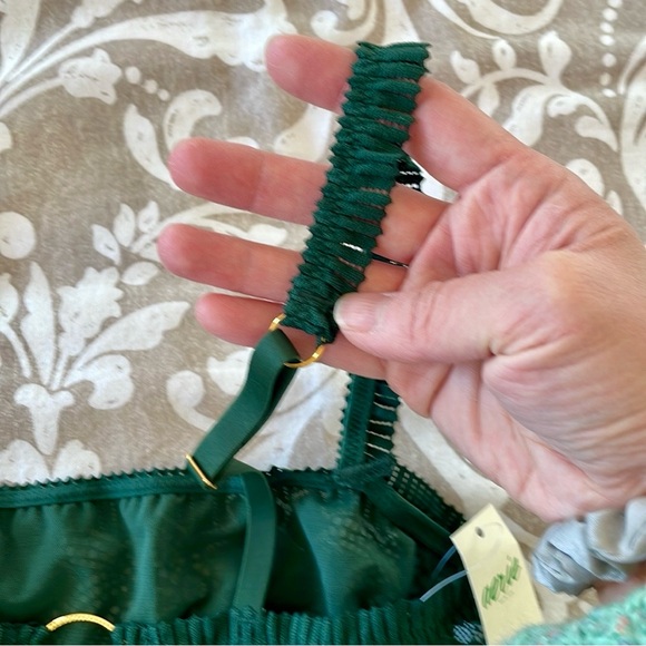 NWT Aerie Forest Green Lace Bralette and Panty Set XS XXS - Picture 6 of 12